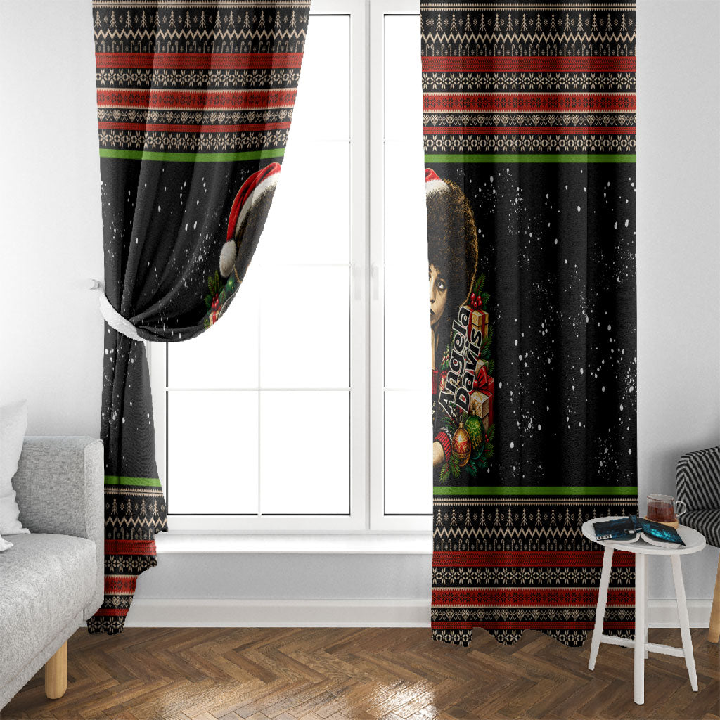 Angela Davis Merry Christmas Window Curtain Ugly Christmas Pattern Civil Rights Black History