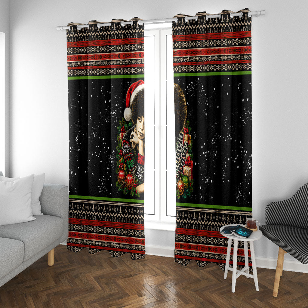 Angela Davis Merry Christmas Window Curtain Ugly Christmas Pattern Civil Rights Black History