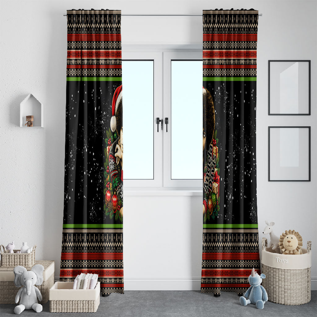 Angela Davis Merry Christmas Window Curtain Ugly Christmas Pattern Civil Rights Black History