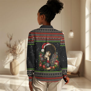 Angela Davis Merry Christmas Women Casual Shirt Ugly Christmas Pattern Civil Rights Black History
