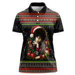 Angela Davis Merry Christmas Women Polo Shirt Ugly Christmas Pattern Civil Rights Black History