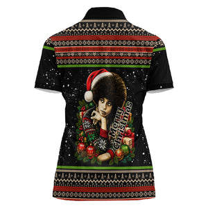 Angela Davis Merry Christmas Women Polo Shirt Ugly Christmas Pattern Civil Rights Black History