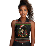 Angela Davis Merry Christmas Women Sleeveless Polo Shirt Ugly Christmas Pattern Civil Rights Black History