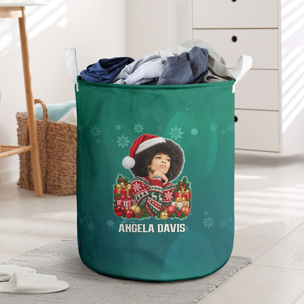 Angela Davis Civil Rights Black History Laundry Basket Ugly Christmas Pattern African American Heritage