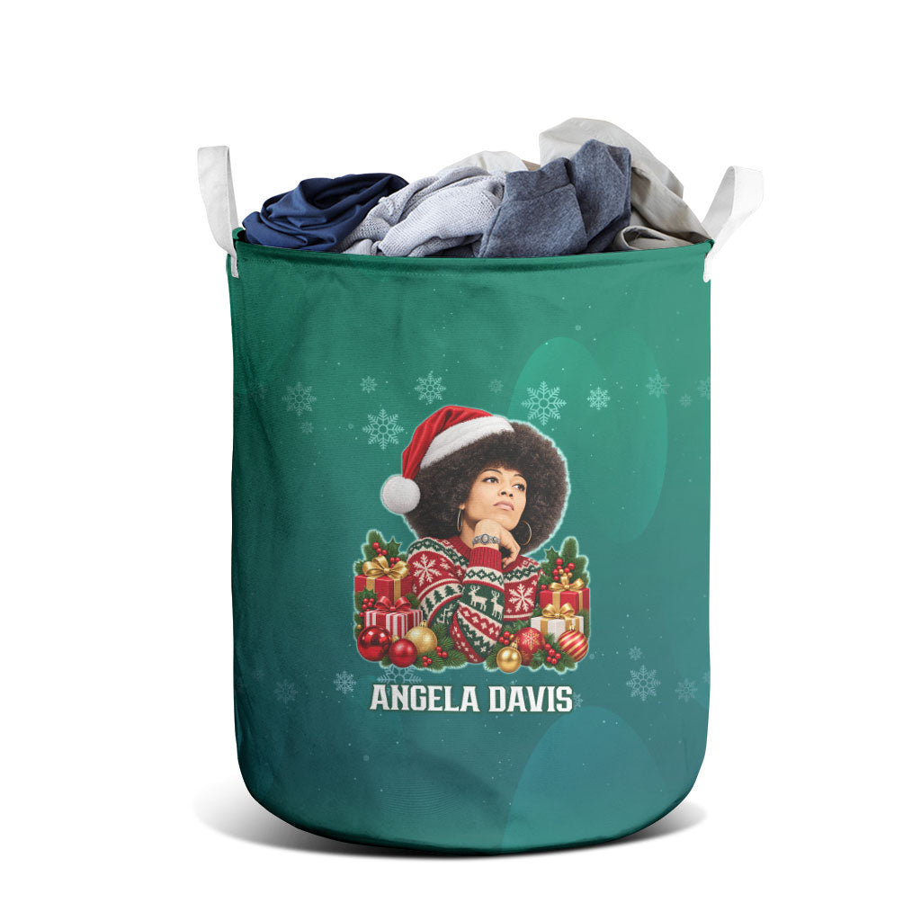 Angela Davis Civil Rights Black History Laundry Basket Ugly Christmas Pattern African American Heritage