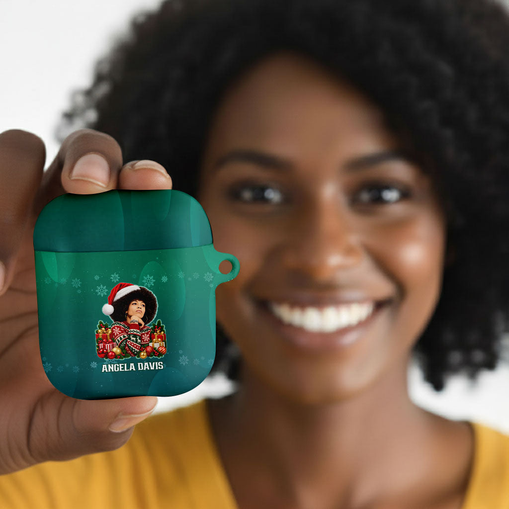 Angela Davis Civil Rights Black History AirPods Case Ugly Christmas Pattern African American Heritage