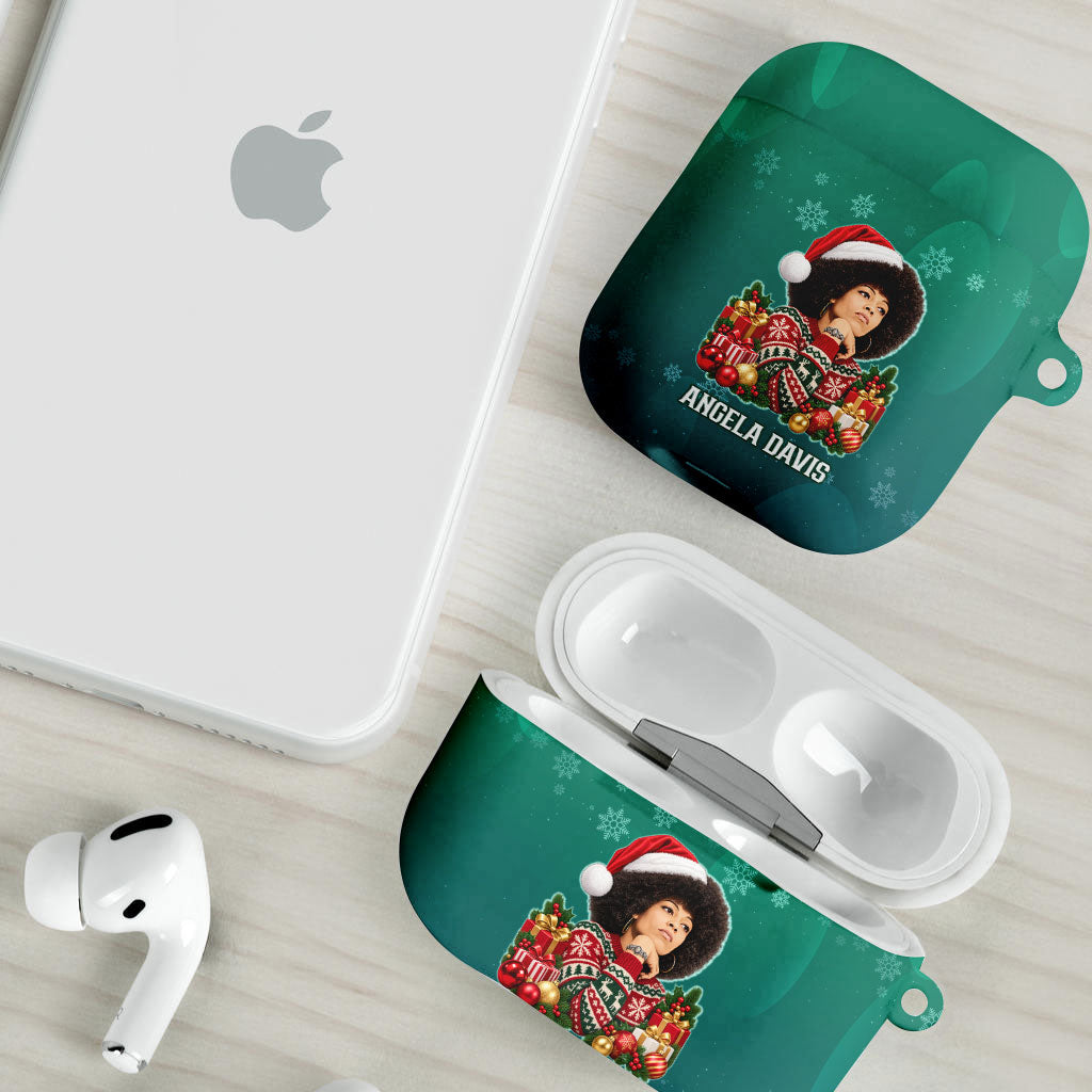 Angela Davis Civil Rights Black History AirPods Case Ugly Christmas Pattern African American Heritage