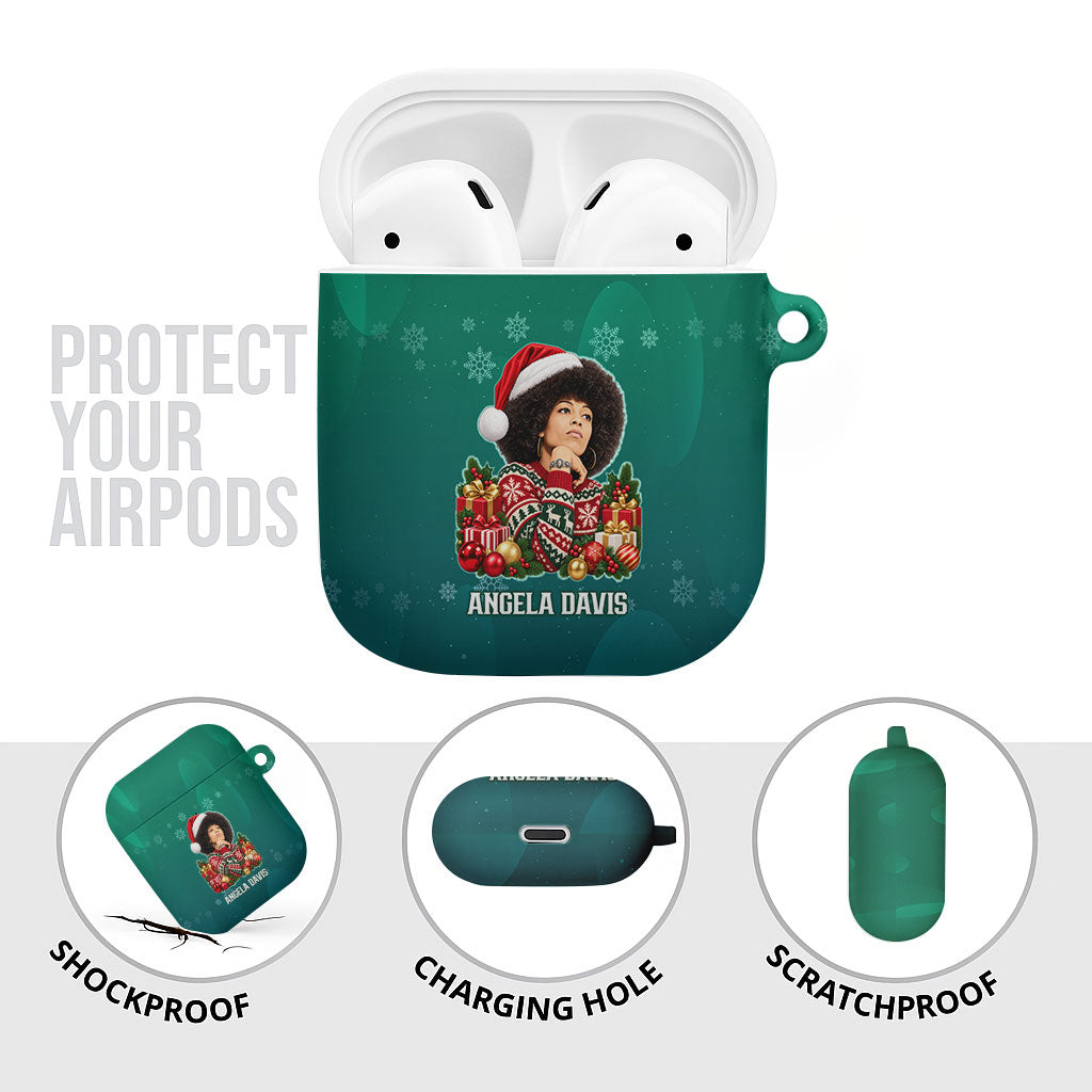 Angela Davis Civil Rights Black History AirPods Case Ugly Christmas Pattern African American Heritage