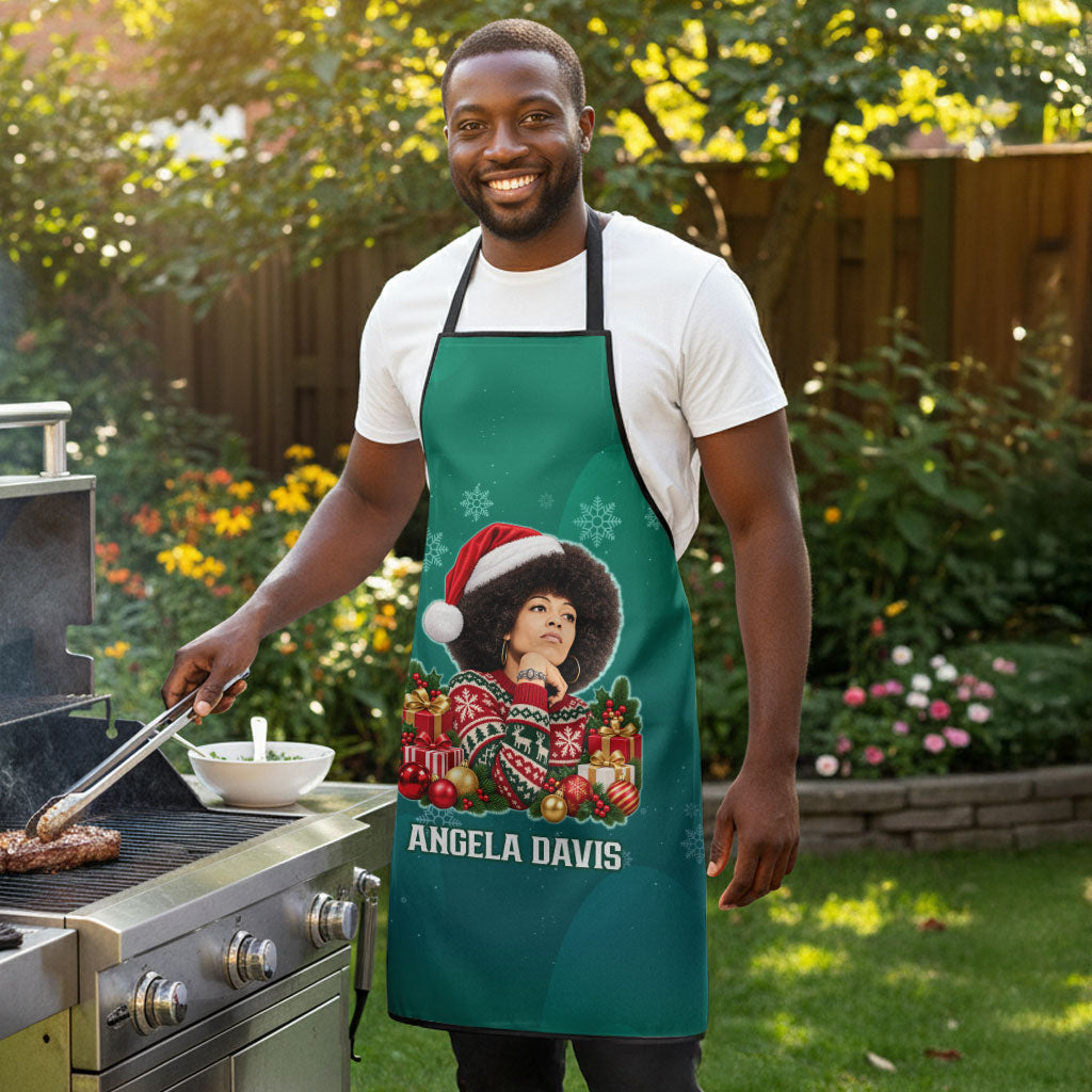 Angela Davis Civil Rights Black History Apron Ugly Christmas Pattern African American Heritage