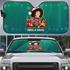 Angela Davis Civil Rights Black History Auto Sun Shade Ugly Christmas Pattern African American Heritage