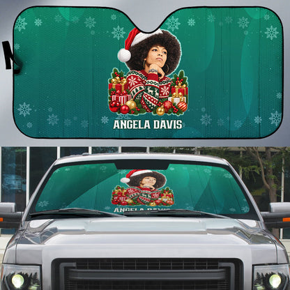 Angela Davis Civil Rights Black History Auto Sun Shade Ugly Christmas Pattern African American Heritage