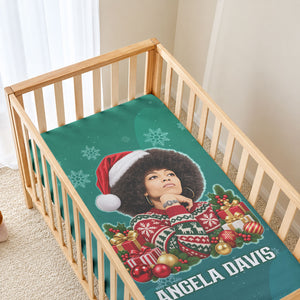 Angela Davis Civil Rights Black History Baby Bed Cover Ugly Christmas Pattern African American Heritage