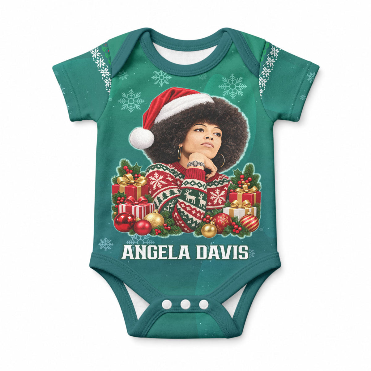 Angela Davis Civil Rights Black History Baby Onesie Ugly Christmas Pattern African American Heritage