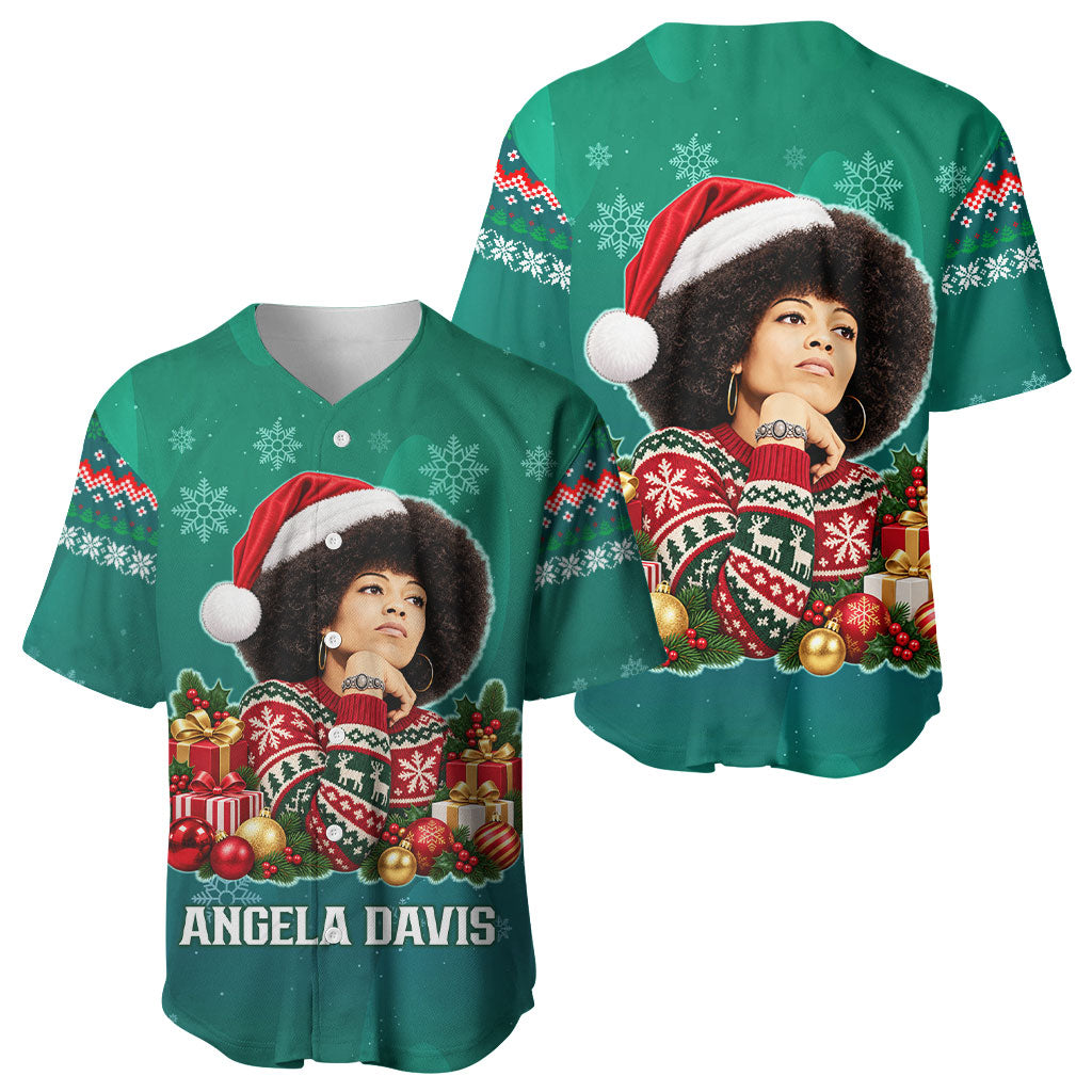 Angela Davis Civil Rights Black History Baseball Jersey Ugly Christmas Pattern African American Heritage