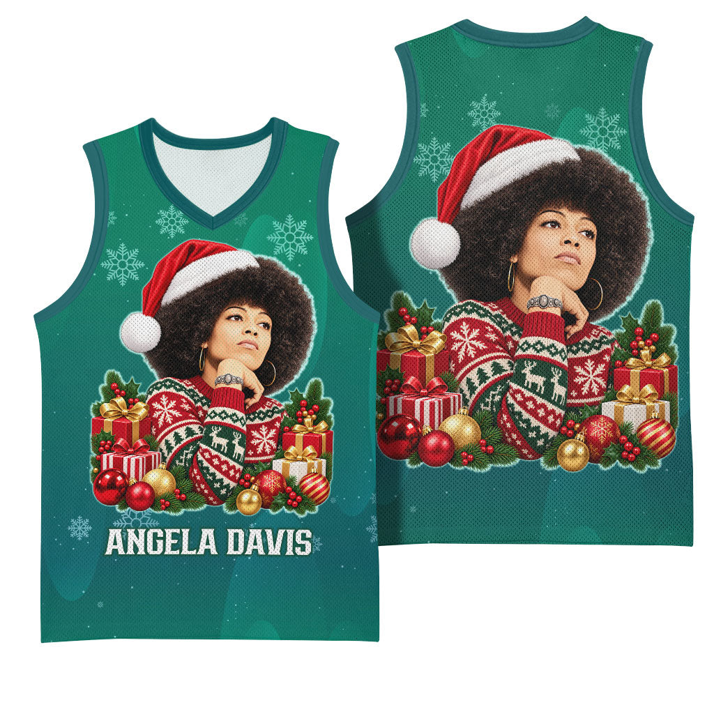Angela Davis Civil Rights Black History Basketball Jersey Ugly Christmas Pattern African American Heritage