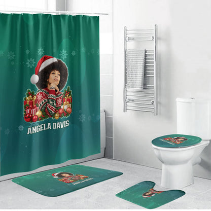 Angela Davis Civil Rights Black History Bathroom Set Ugly Christmas Pattern African American Heritage
