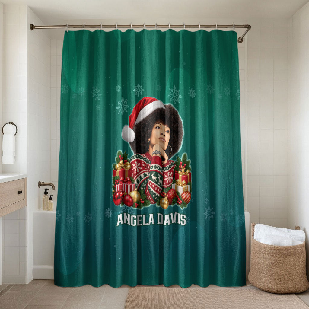 Angela Davis Civil Rights Black History Bathroom Set Ugly Christmas Pattern African American Heritage
