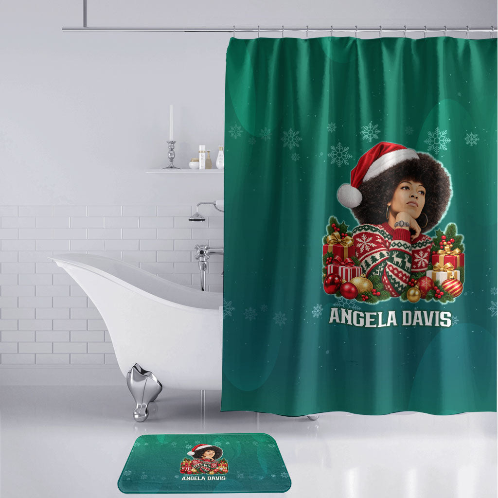 Angela Davis Civil Rights Black History Bathroom Set Ugly Christmas Pattern African American Heritage