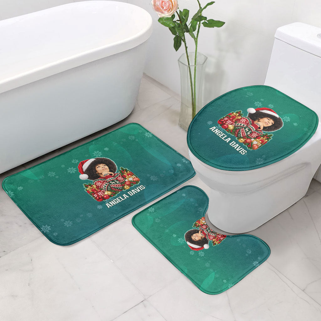 Angela Davis Civil Rights Black History Bathroom Set Ugly Christmas Pattern African American Heritage