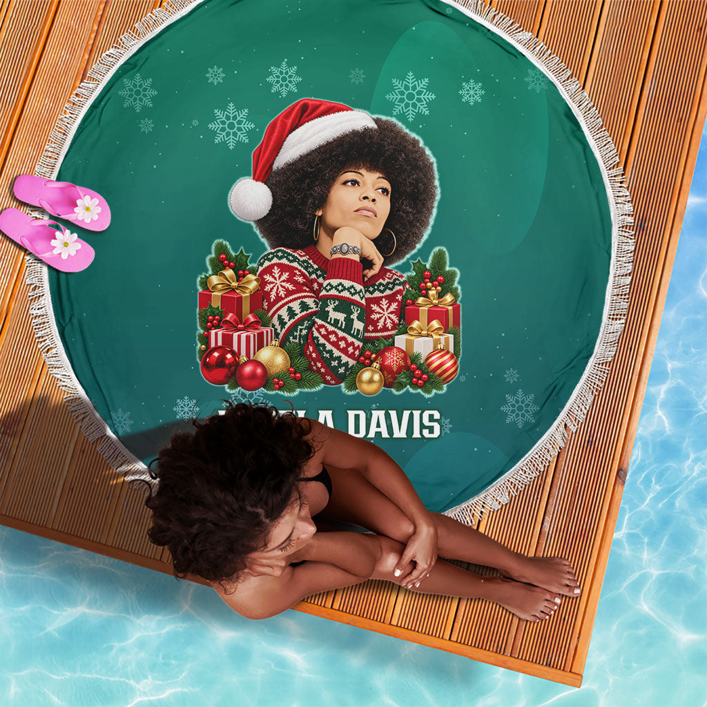 Angela Davis Civil Rights Black History Beach Blanket Ugly Christmas Pattern African American Heritage