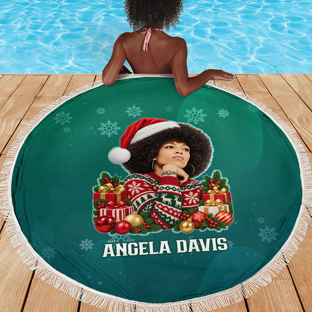 Angela Davis Civil Rights Black History Beach Blanket Ugly Christmas Pattern African American Heritage