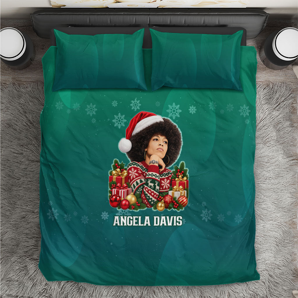 Angela Davis Civil Rights Black History Bedding Set Ugly Christmas Pattern African American Heritage