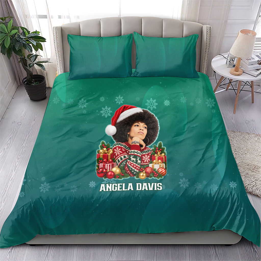 Angela Davis Civil Rights Black History Bedding Set Ugly Christmas Pattern African American Heritage