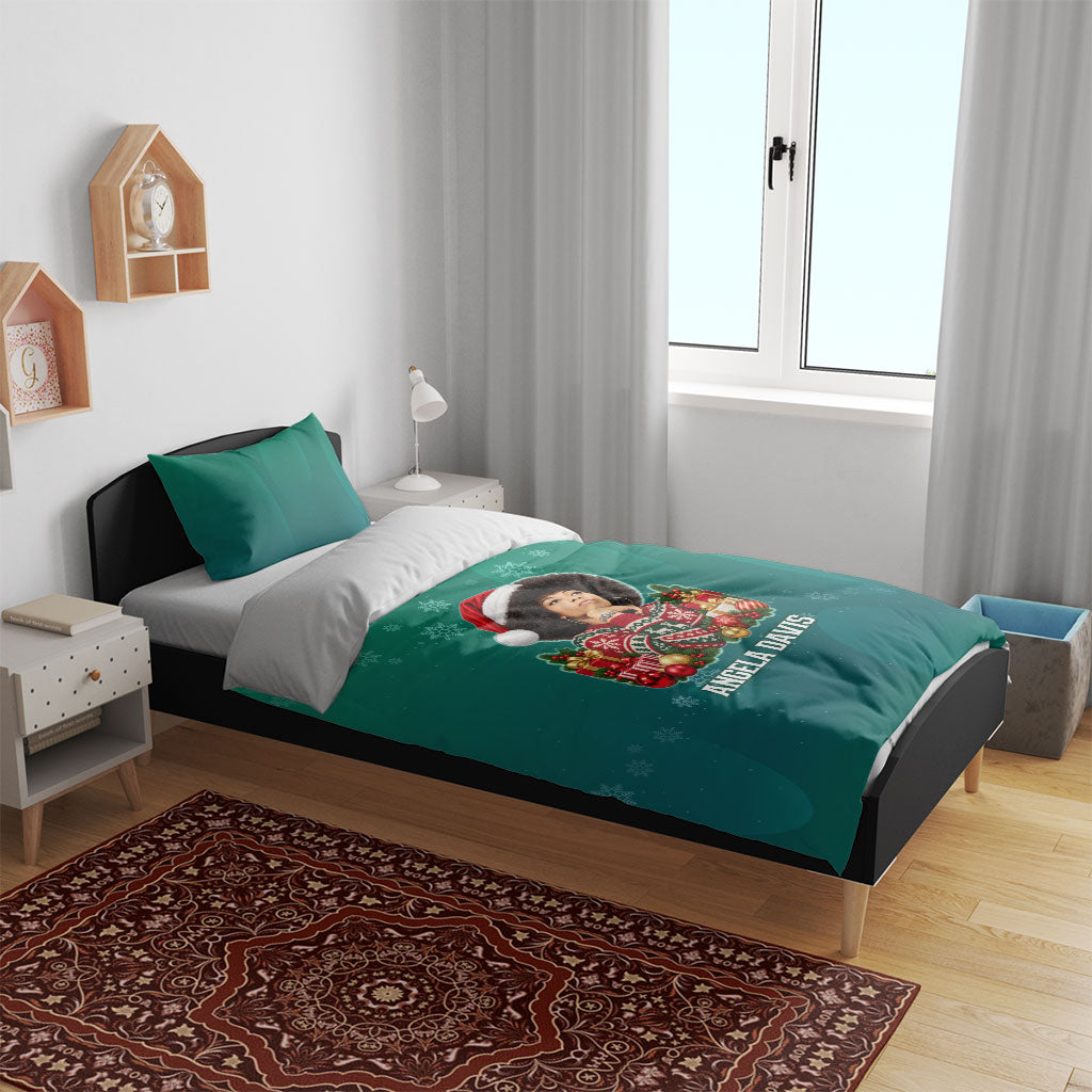 Angela Davis Civil Rights Black History Bedding Set Ugly Christmas Pattern African American Heritage