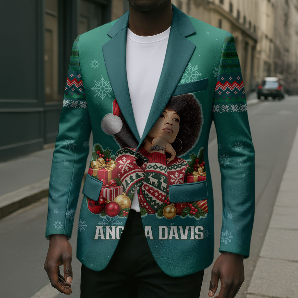 Angela Davis Civil Rights Black History Blazer Ugly Christmas Pattern African American Heritage