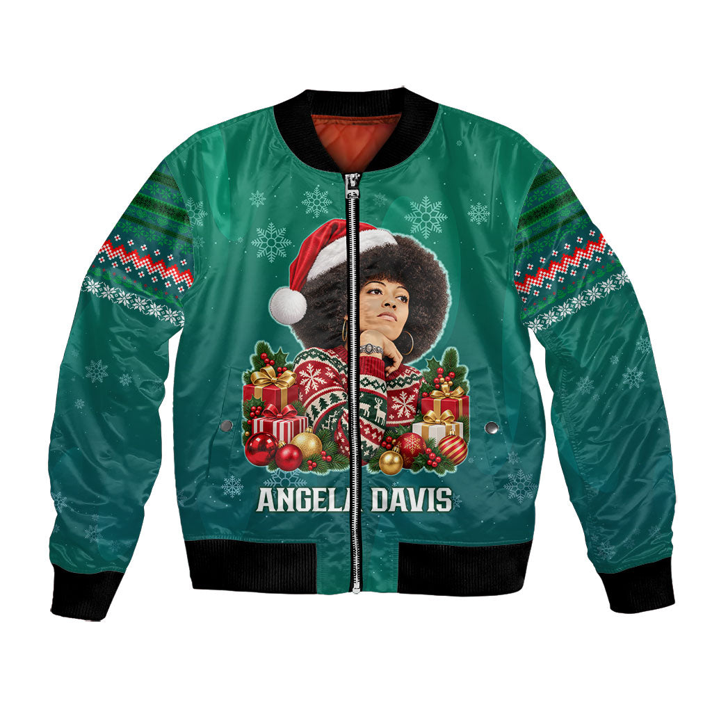 Angela Davis Civil Rights Black History Bomber Jacket Ugly Christmas Pattern African American Heritage