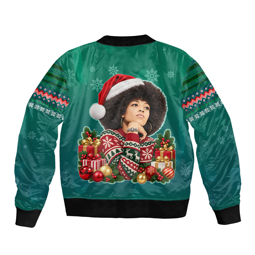 Angela Davis Civil Rights Black History Bomber Jacket Ugly Christmas Pattern African American Heritage