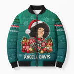 Angela Davis Civil Rights Black History Bomber Puffer Jacket Ugly Christmas Pattern African American Heritage