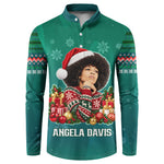 Angela Davis Civil Rights Black History Button Sweatshirt Ugly Christmas Pattern African American Heritage