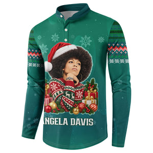 Angela Davis Civil Rights Black History Button Sweatshirt Ugly Christmas Pattern African American Heritage
