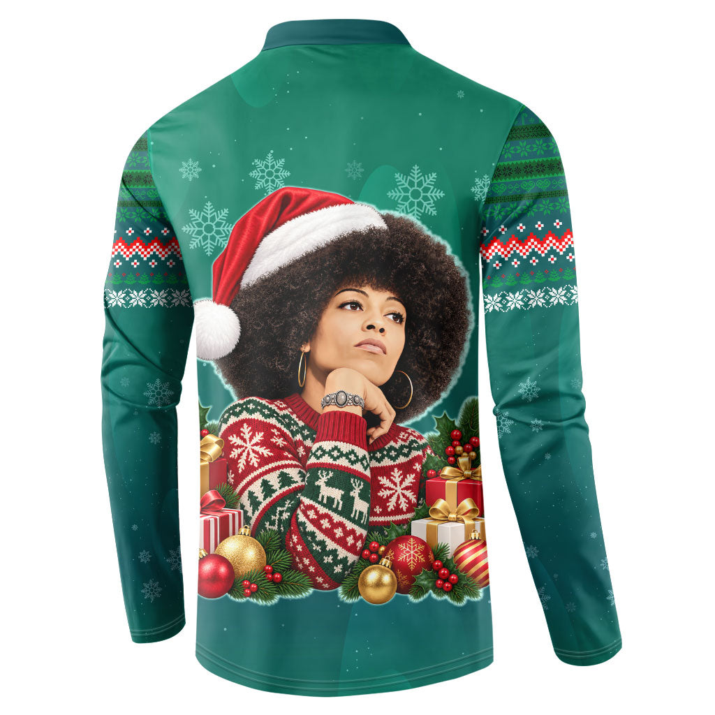 Angela Davis Civil Rights Black History Button Sweatshirt Ugly Christmas Pattern African American Heritage