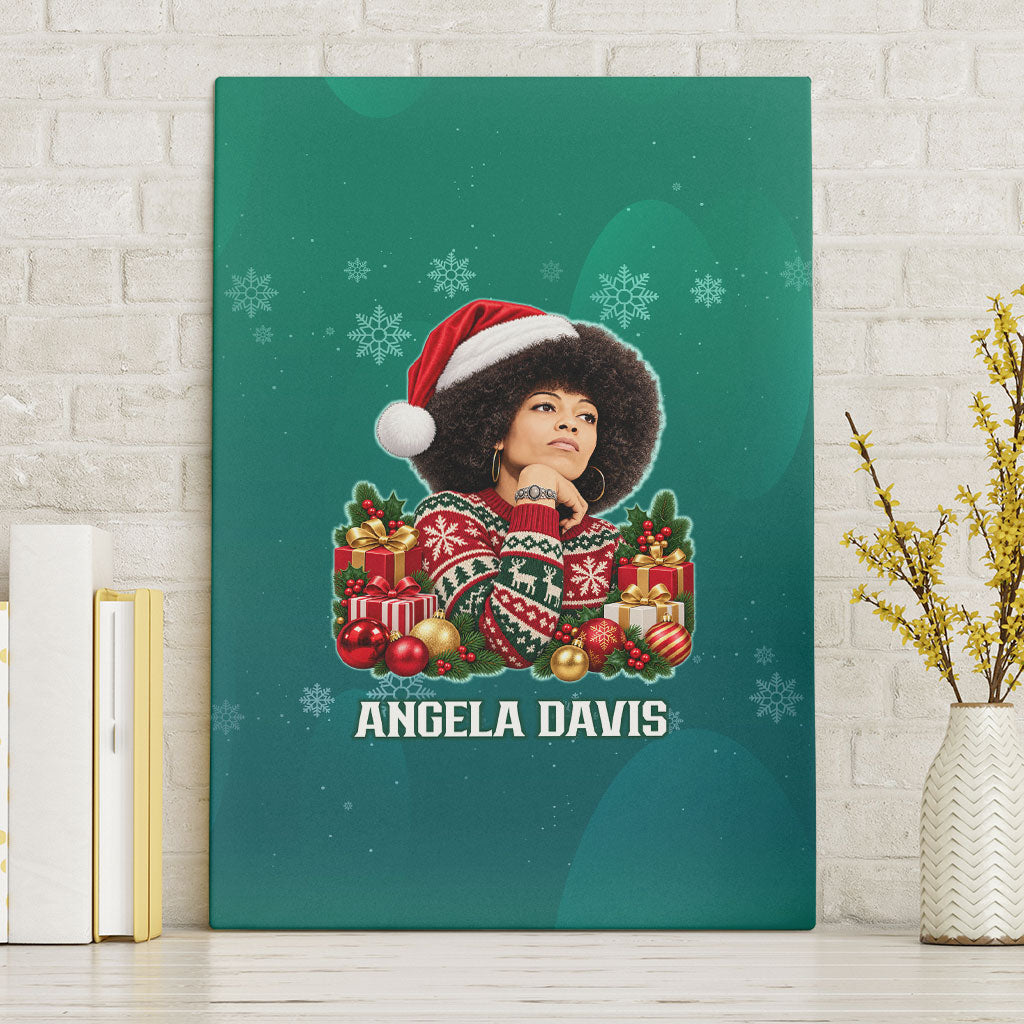 Angela Davis Civil Rights Black History Canvas Wall Art Ugly Christmas Pattern African American Heritage