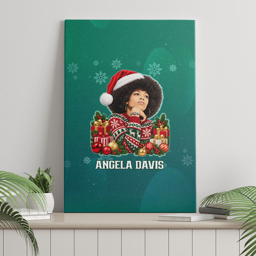 Angela Davis Civil Rights Black History Canvas Wall Art Ugly Christmas Pattern African American Heritage