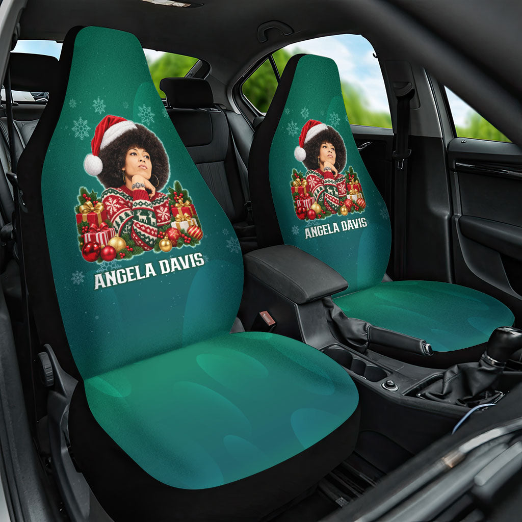 Angela Davis Civil Rights Black History Car Seat Cover Ugly Christmas Pattern African American Heritage