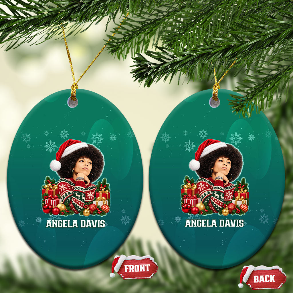 Angela Davis Civil Rights Black History Ceramic Ornament Ugly Christmas Pattern African American Heritage