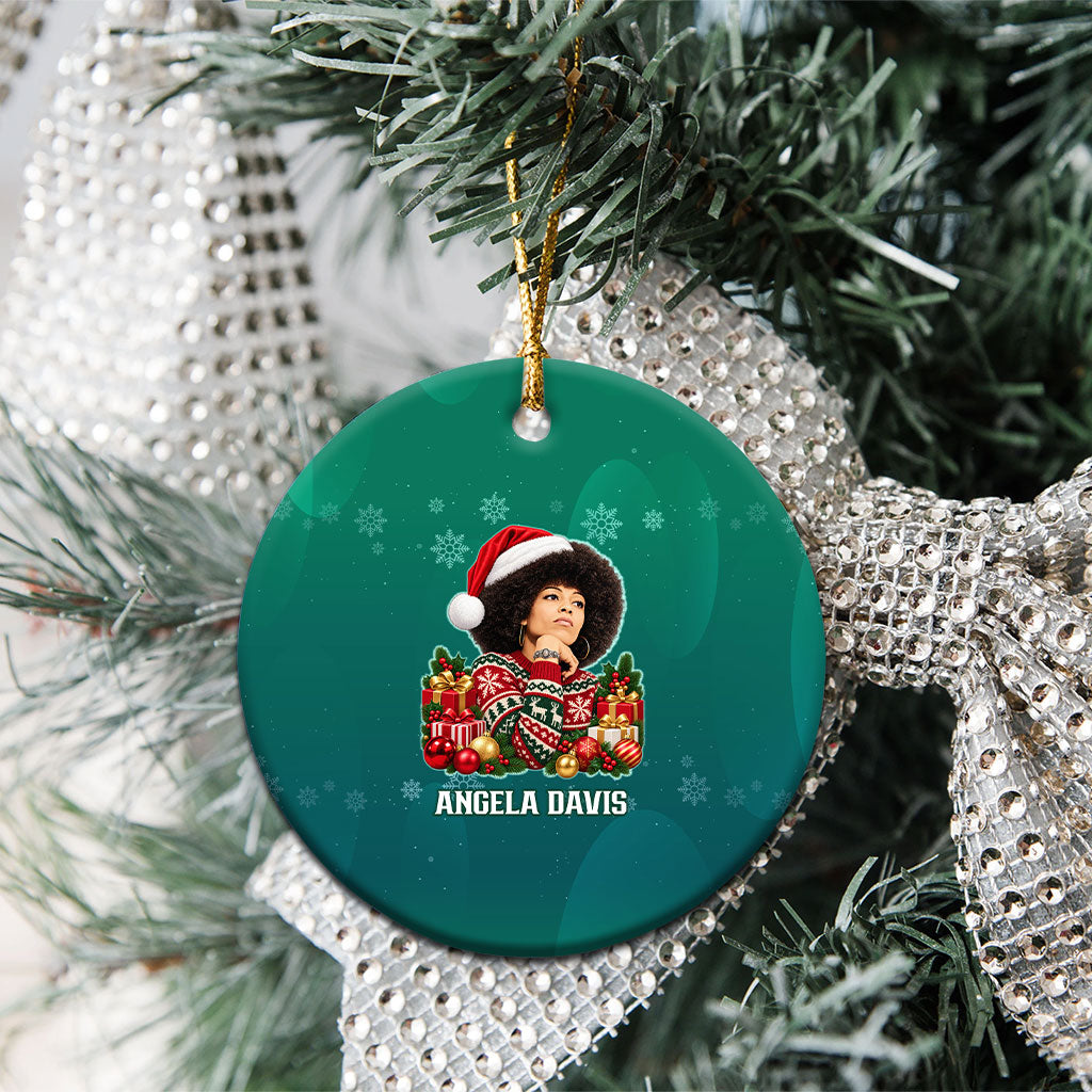 Angela Davis Civil Rights Black History Ceramic Ornament Ugly Christmas Pattern African American Heritage