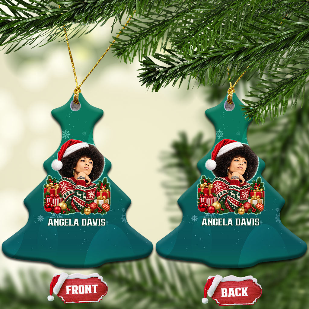 Angela Davis Civil Rights Black History Ceramic Ornament Ugly Christmas Pattern African American Heritage