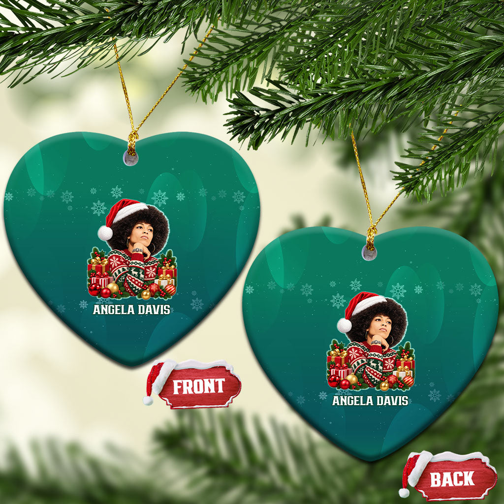 Angela Davis Civil Rights Black History Ceramic Ornament Ugly Christmas Pattern African American Heritage