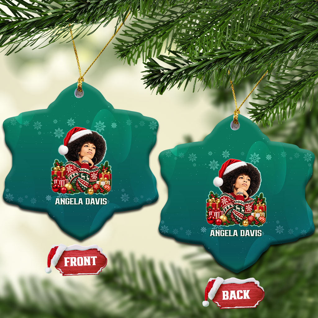 Angela Davis Civil Rights Black History Ceramic Ornament Ugly Christmas Pattern African American Heritage