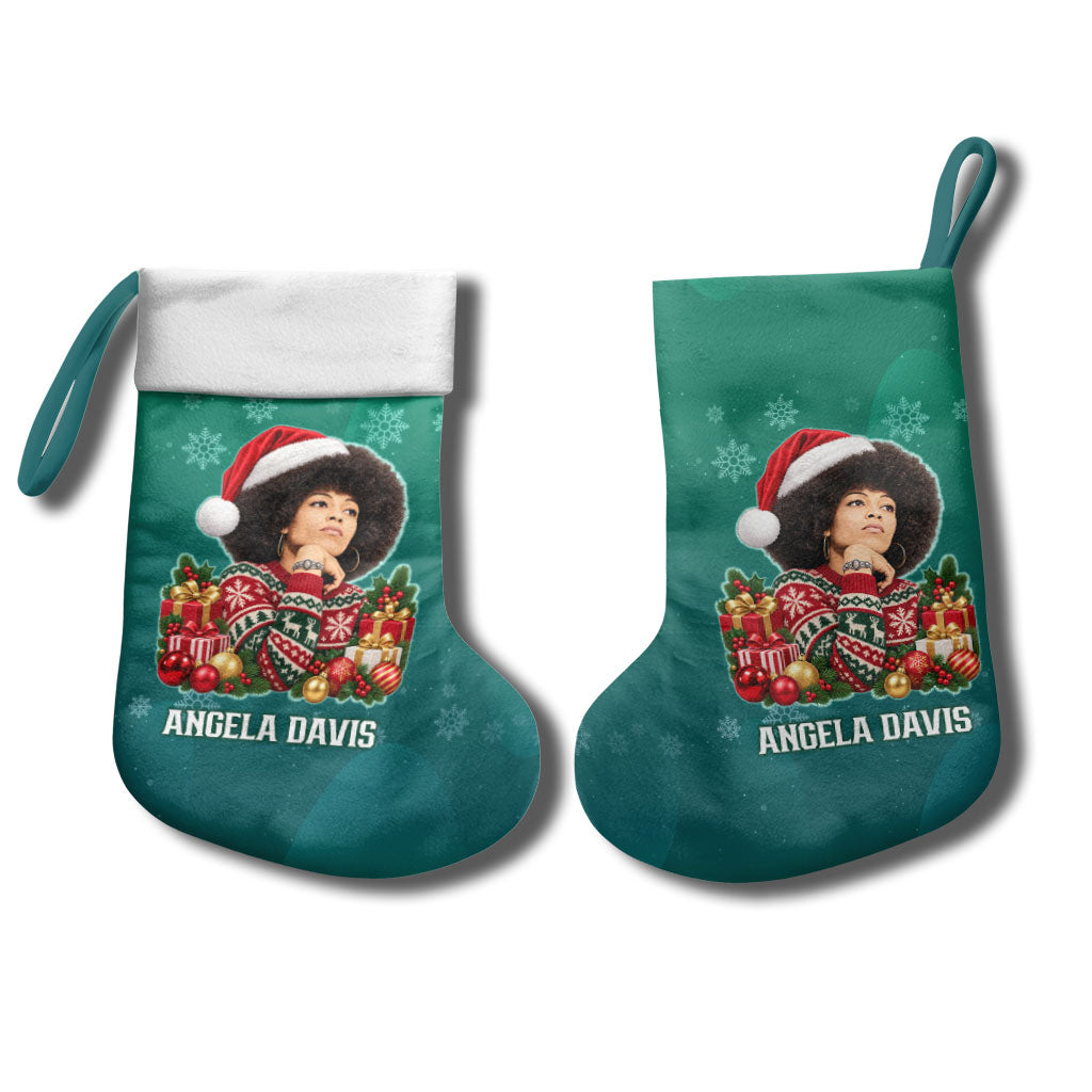 Angela Davis Civil Rights Black History Christmas Stocking Ugly Christmas Pattern African American Heritage