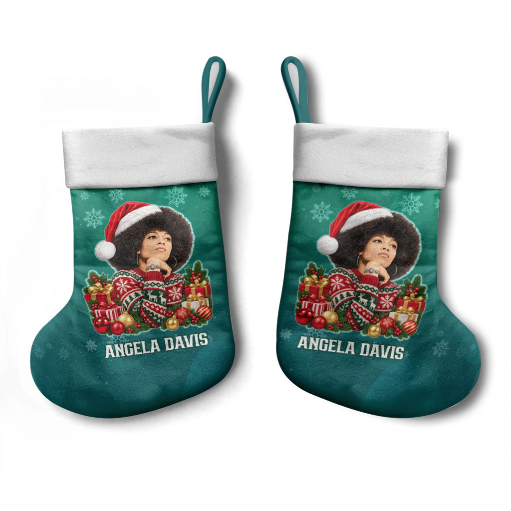 Angela Davis Civil Rights Black History Christmas Stocking Ugly Christmas Pattern African American Heritage