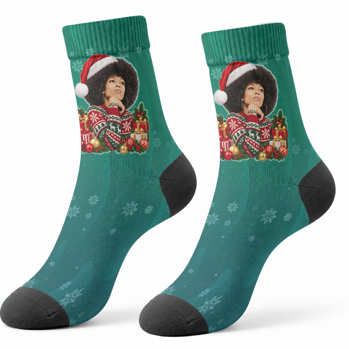 Angela Davis Civil Rights Black History Crew Socks Ugly Christmas Pattern African American Heritage