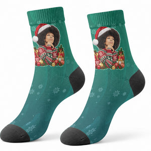 Angela Davis Civil Rights Black History Crew Socks Ugly Christmas Pattern African American Heritage