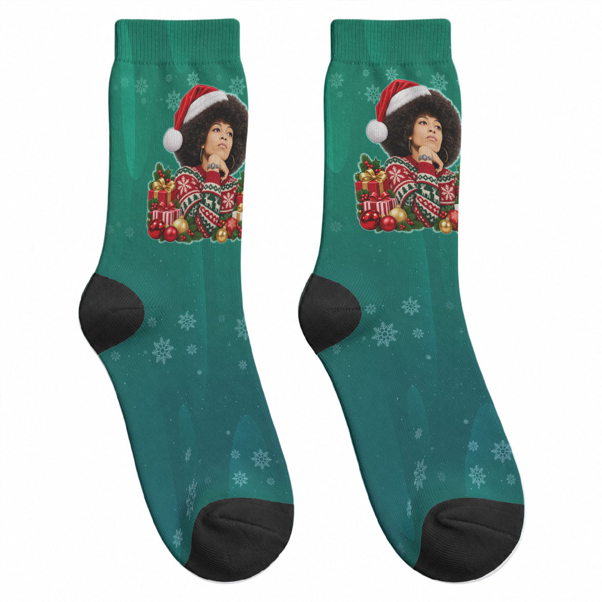 Angela Davis Civil Rights Black History Crew Socks Ugly Christmas Pattern African American Heritage