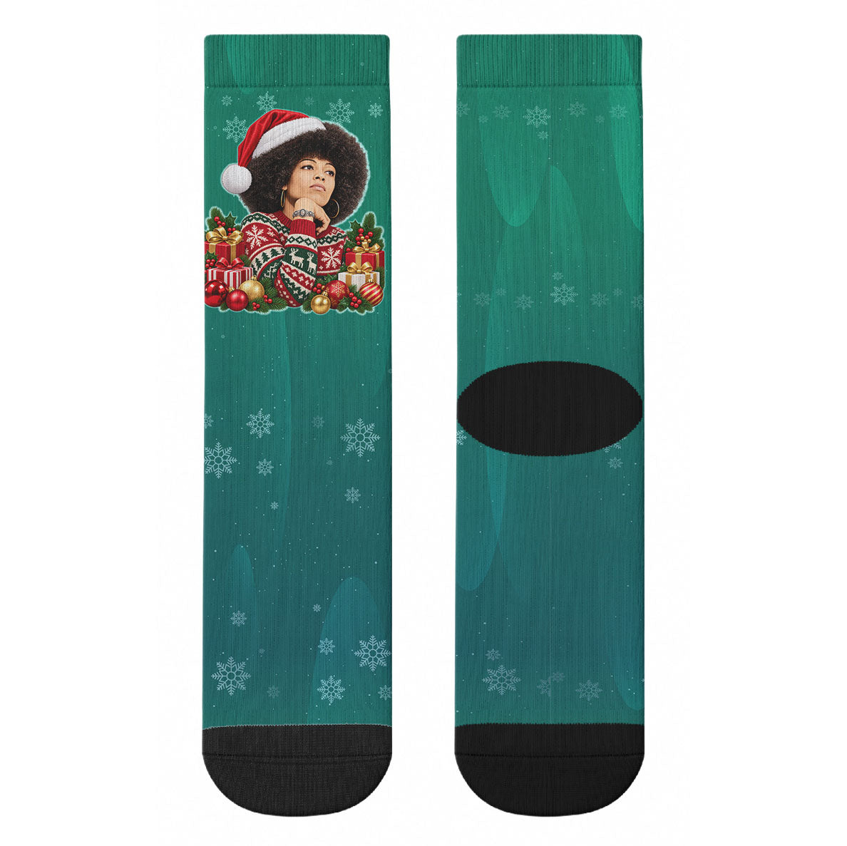 Angela Davis Civil Rights Black History Crew Socks Ugly Christmas Pattern African American Heritage