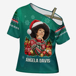 Angela Davis Civil Rights Black History Cross Shoulder Shirt Ugly Christmas Pattern African American Heritage